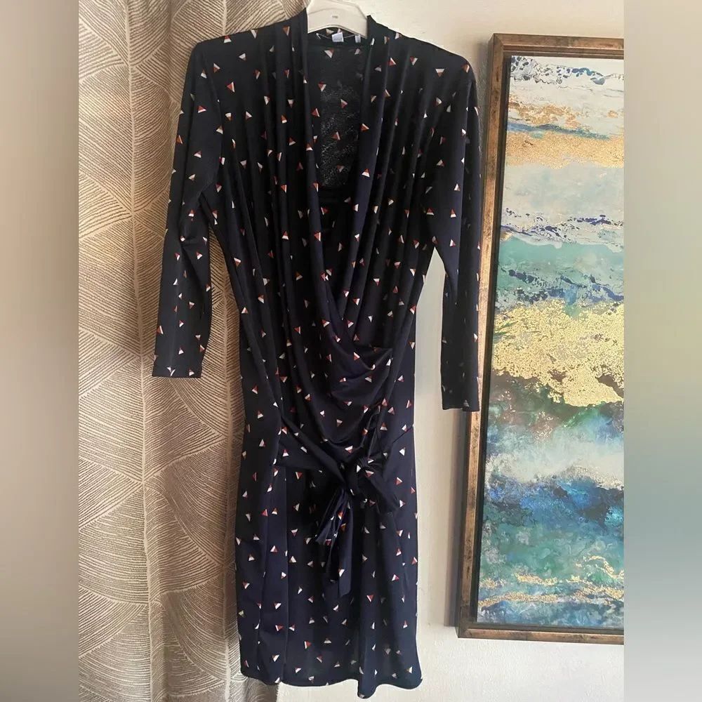 Envie De Fraise Paris pregnancy maternity Mini dress Size 8 Navy V Neck Wrap